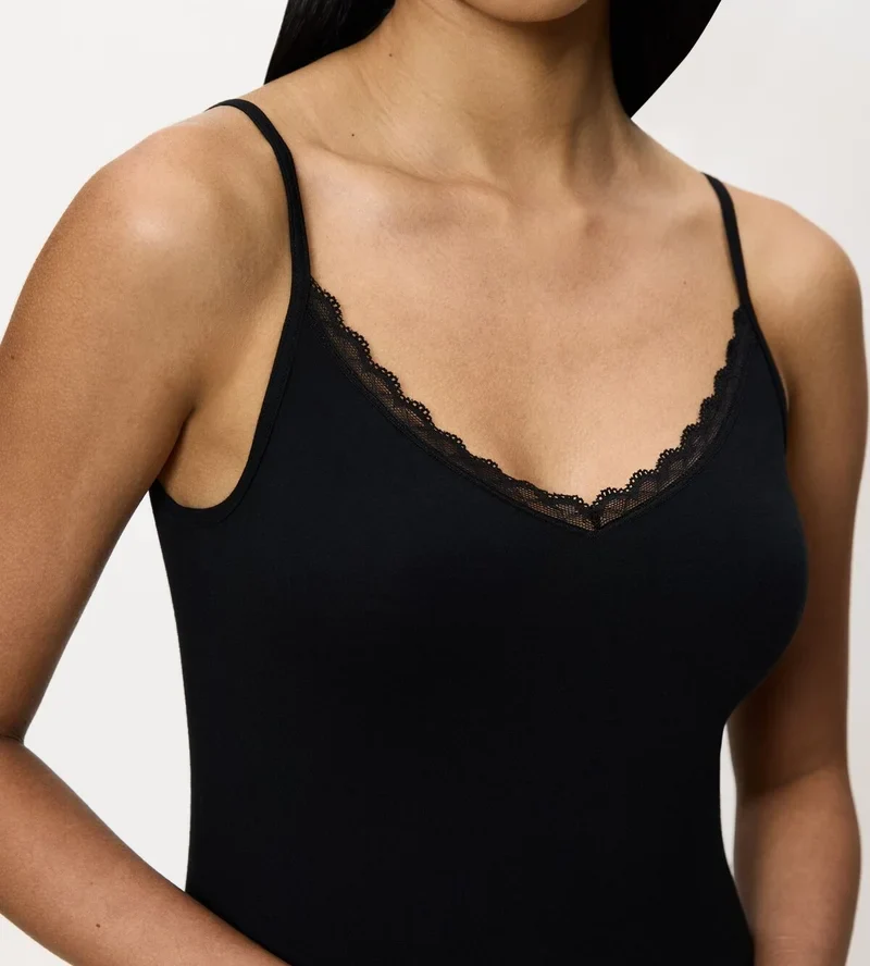 Triumph - Feel Of Cotton Spaghetti Top Schwarz