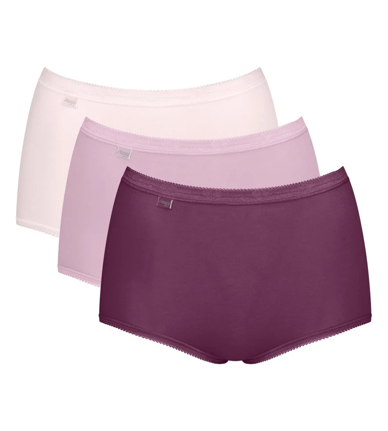 Sloggi – Basic Plus High Waist Slip, 3er-Pack, Lila & Rosa