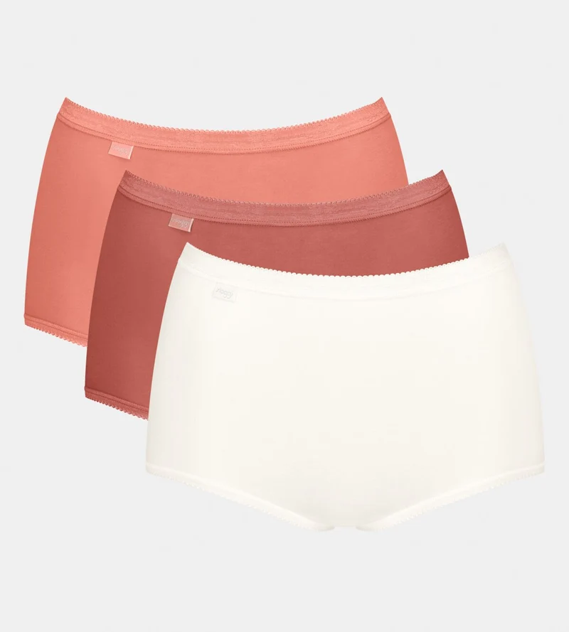 Sloggi - Basic Plus High Waist Slip 3er-Pack Weiß & Rot