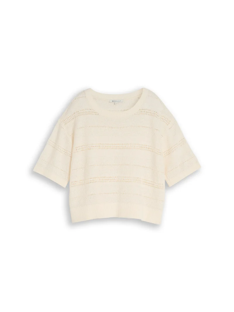 Relaxed Fit Strickpullover mit Lochmuster