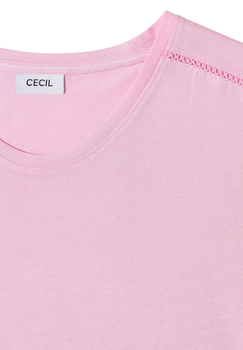 T-Shirt mit V-Neck und Spitzendetail