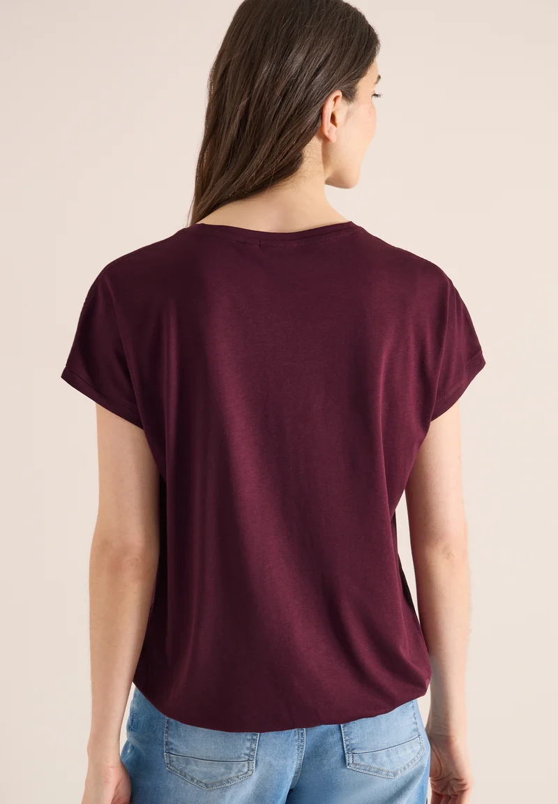T-Shirt mit V-Neck und Spitzendetail
