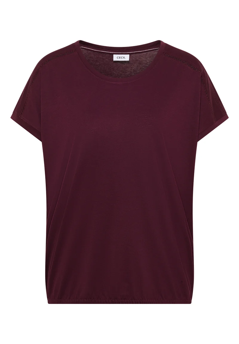 T-Shirt mit V-Neck und Spitzendetail