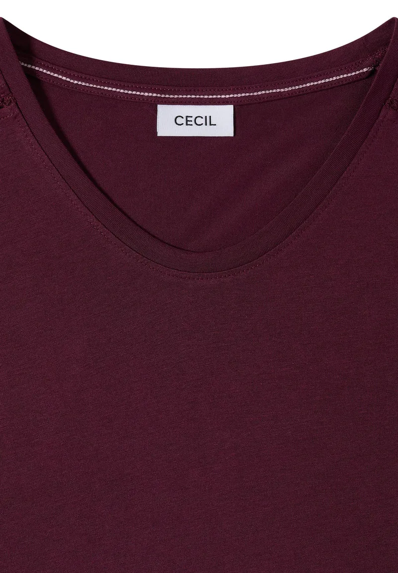 T-Shirt mit V-Neck und Spitzendetail