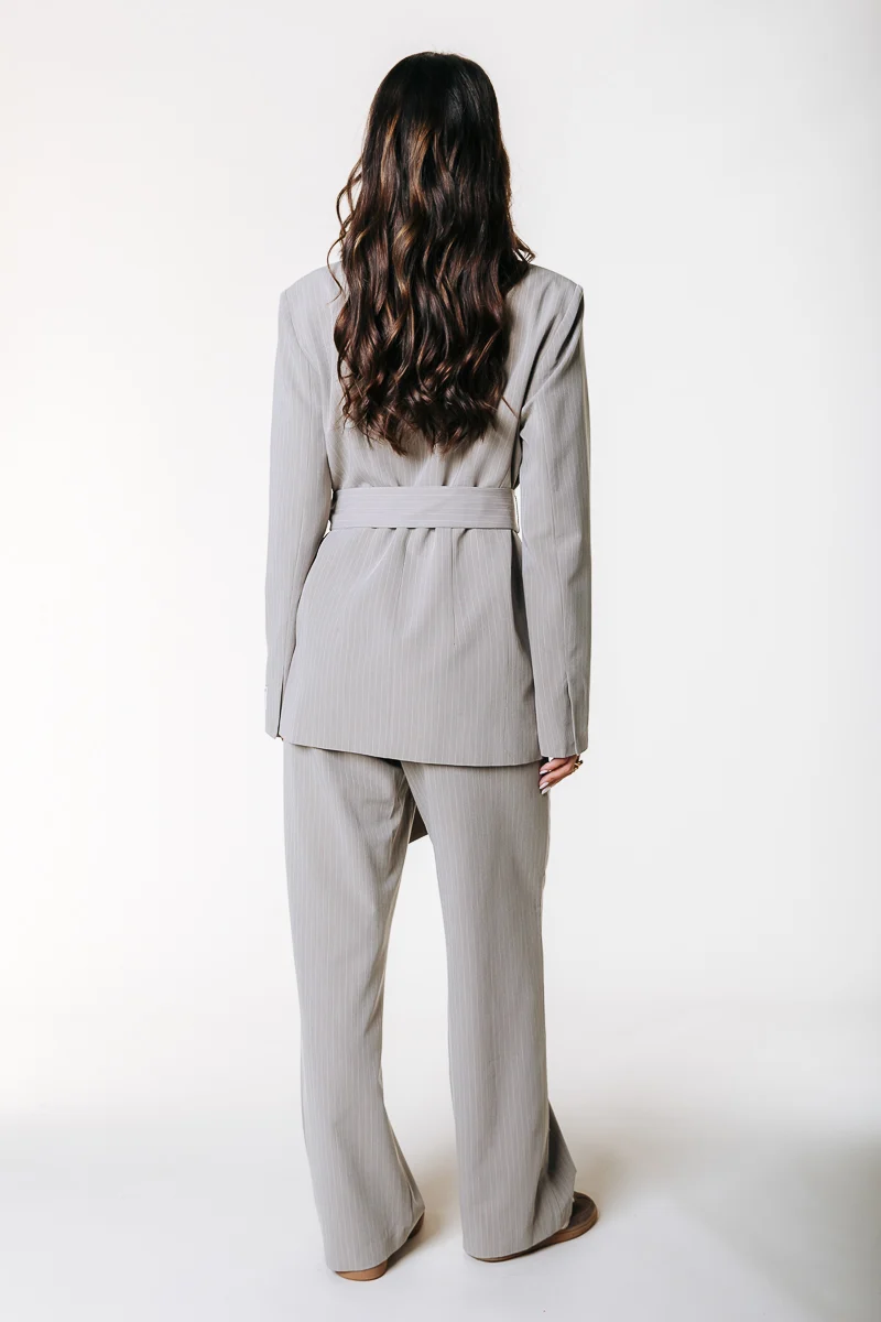 Izzy Belted Pinstripe Blazer