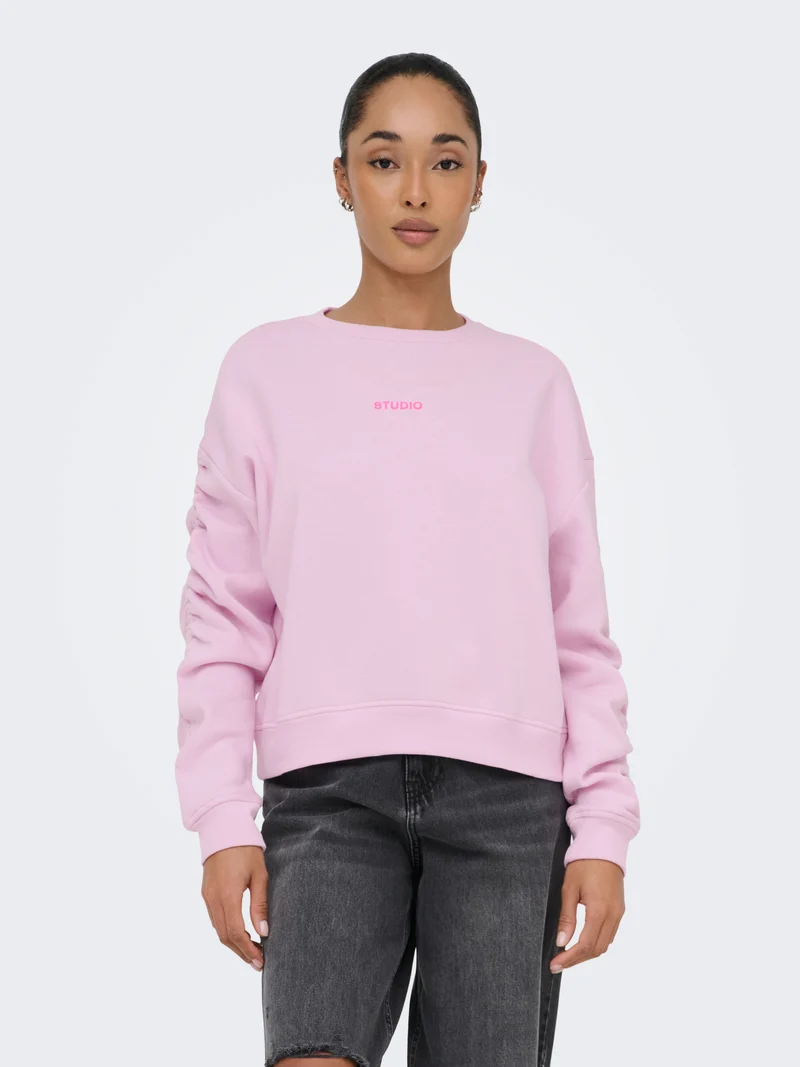ONLSWEAT L/S RUCHED CREW SWT