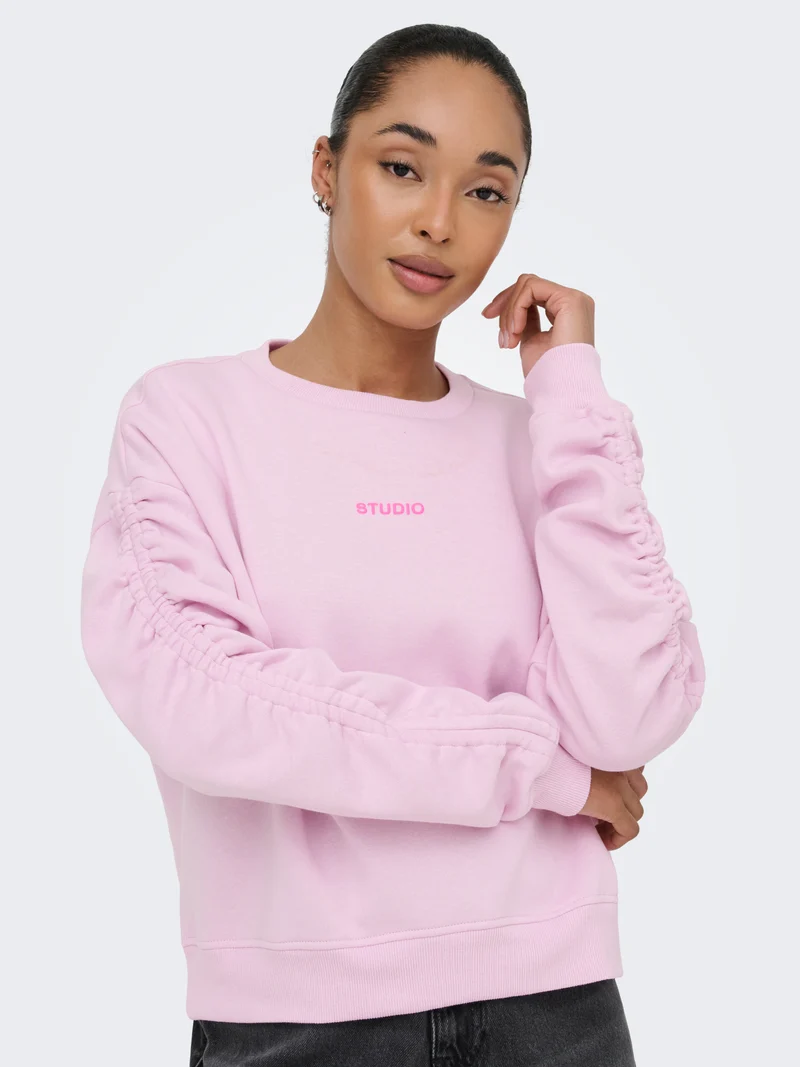 ONLSWEAT L/S RUCHED CREW SWT