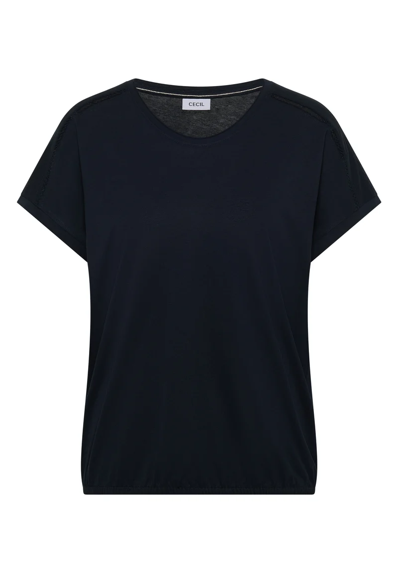 T-Shirt mit V-Neck und Spitzendetail