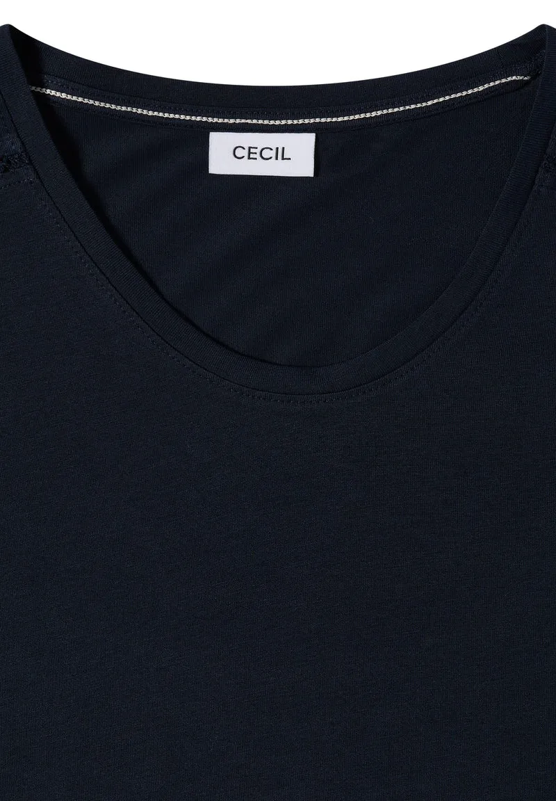 T-Shirt mit V-Neck und Spitzendetail