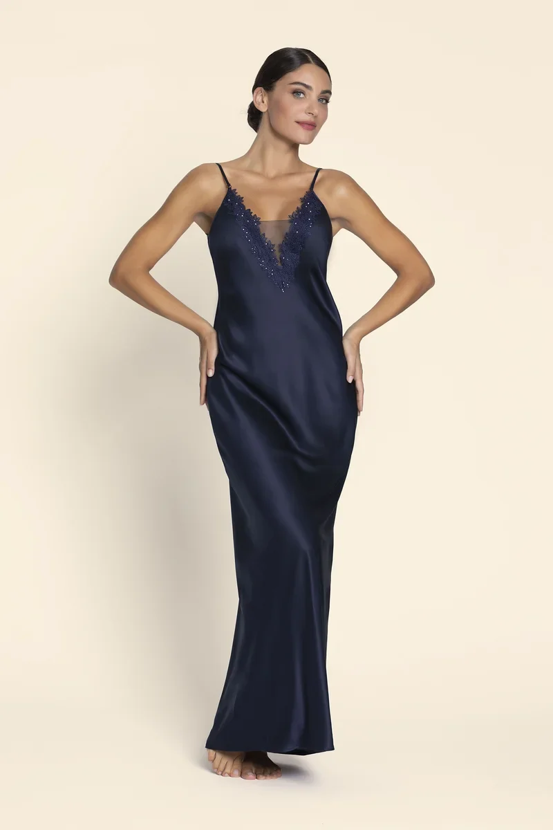 Lise Charmel - Eclat Couture Langes Nachthemd Bleu Night