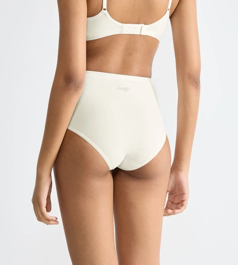 Sloggi - Go Daily Baumwoll-Slips mit hohem Bund, 3er-Pack, Seidenweiß