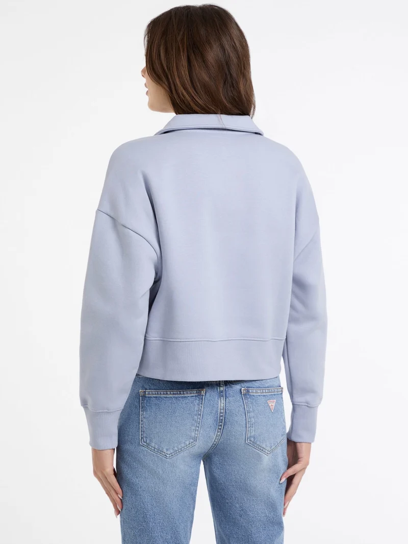 GJ NOTCHED COLLAR CROP SWEAT