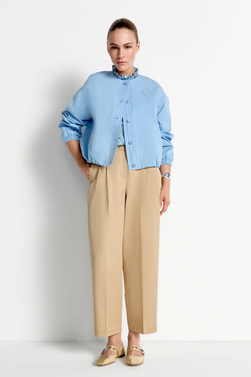 Cotton barrel pants with pleats
