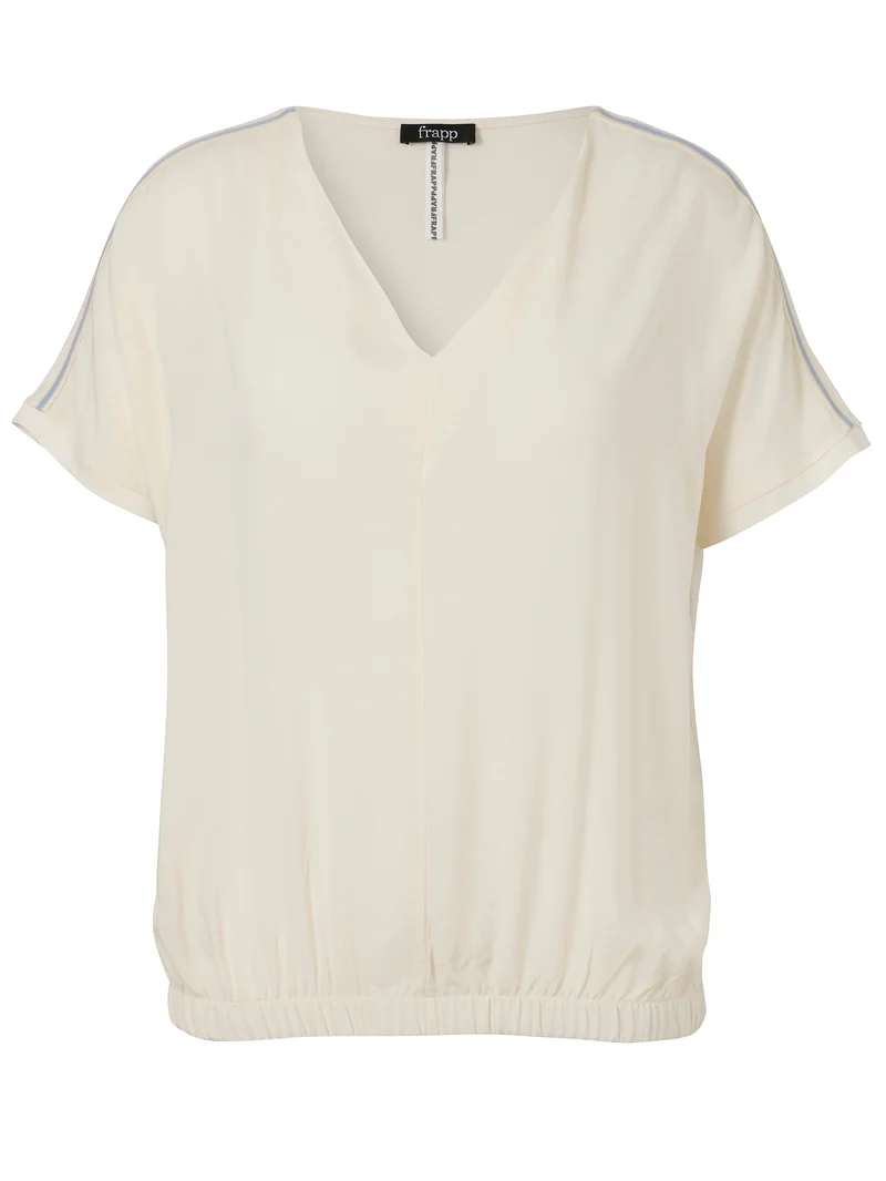 Bluse V-Ausschnitt ohne Arm Materialmix