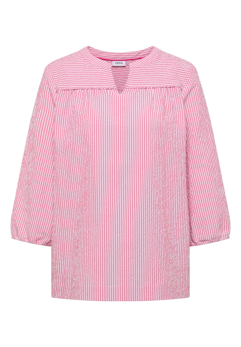 3/4-Arm Bluse in Seersucker Qualität
