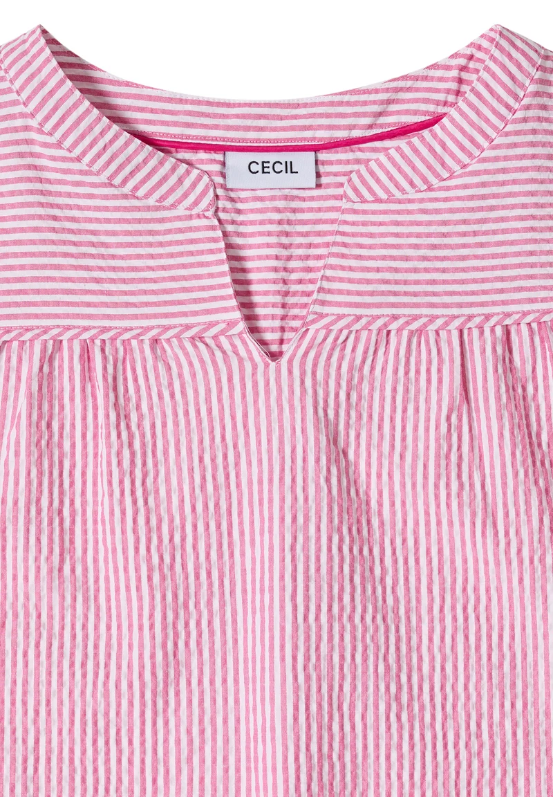3/4-Arm Bluse in Seersucker Qualität