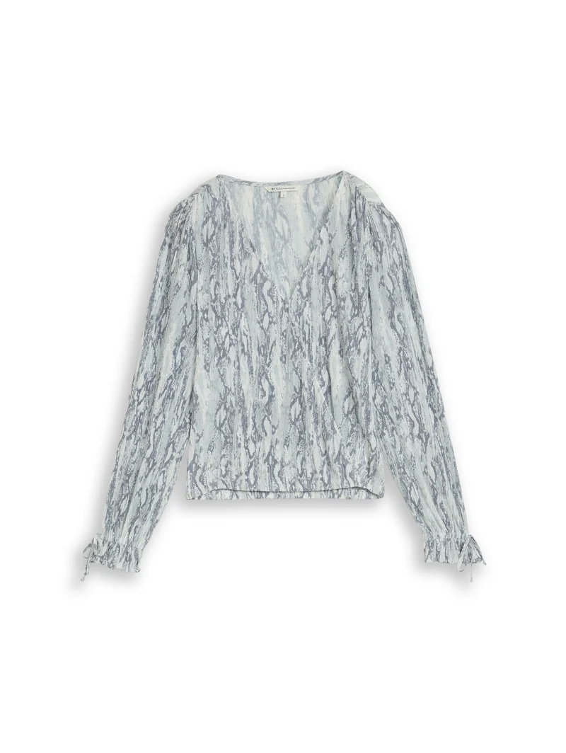 Crinkle Wickelbluse mit Schlangenprint