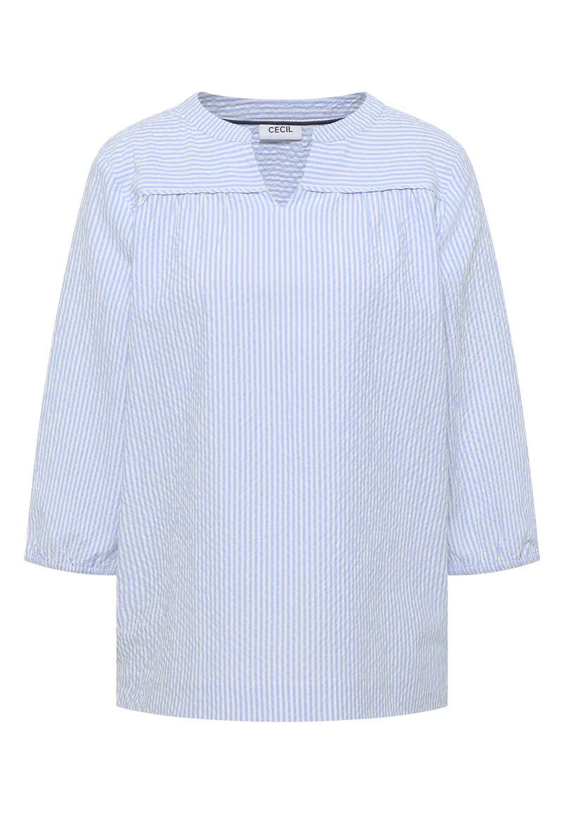 3/4-Arm Bluse in Seersucker Qualität