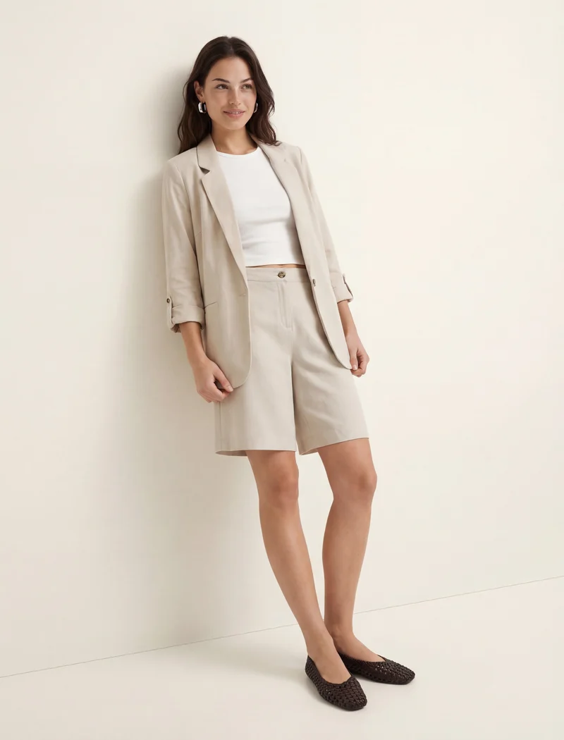 VMJESMILO LIN 3/4 LOOSE BLAZER WVN NOOS