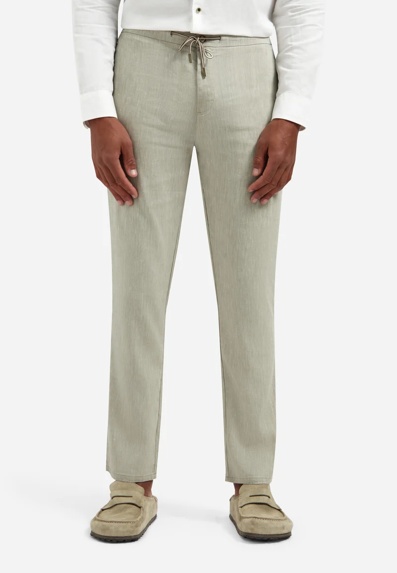 Pants With Linen Yarn Dyed