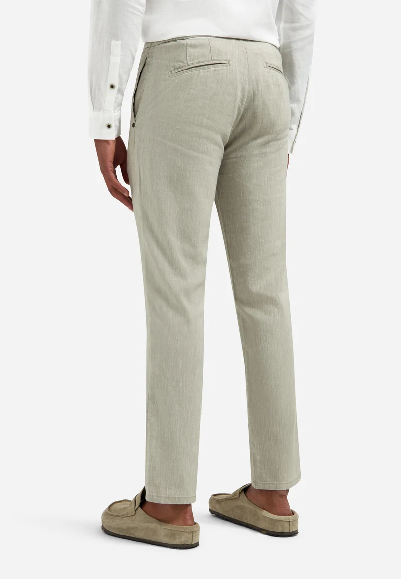 Pants With Linen Yarn Dyed