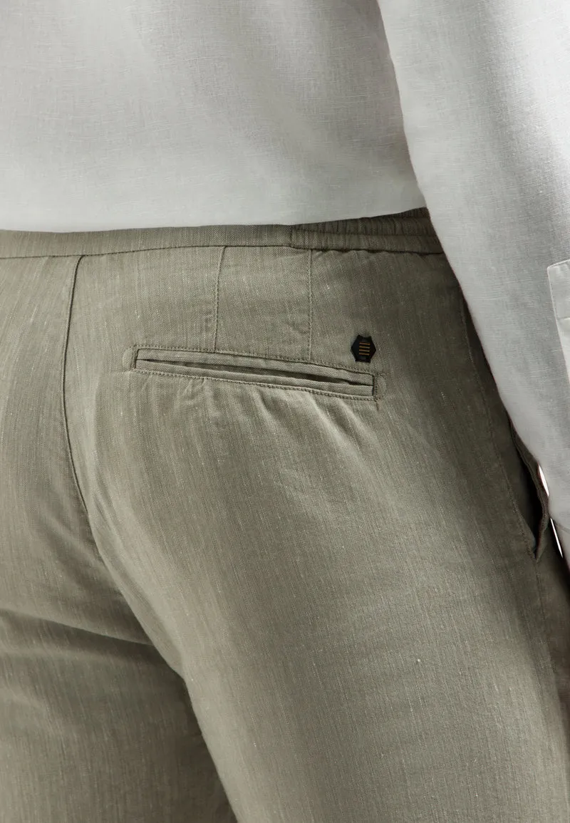Pants With Linen Yarn Dyed
