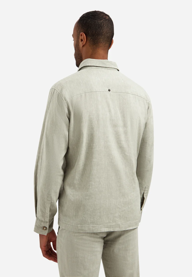 Overshirt Full Button 2-Tone With Linen