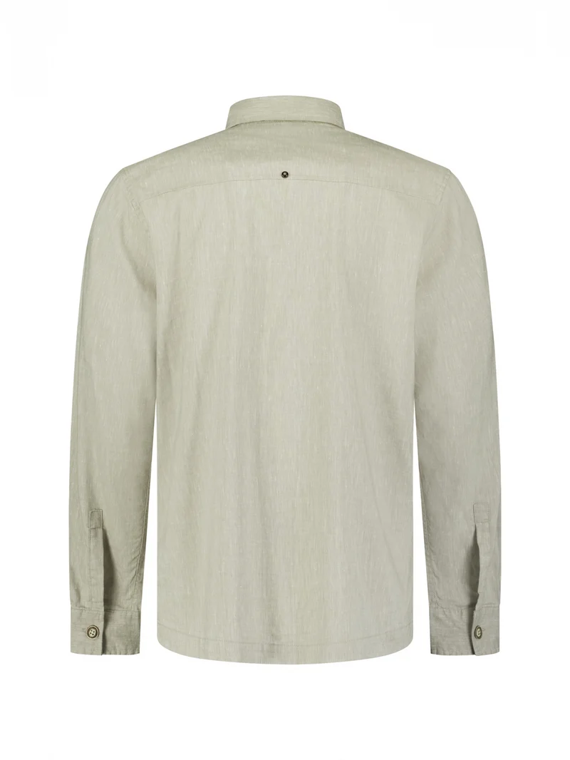 Overshirt Full Button 2-Tone With Linen