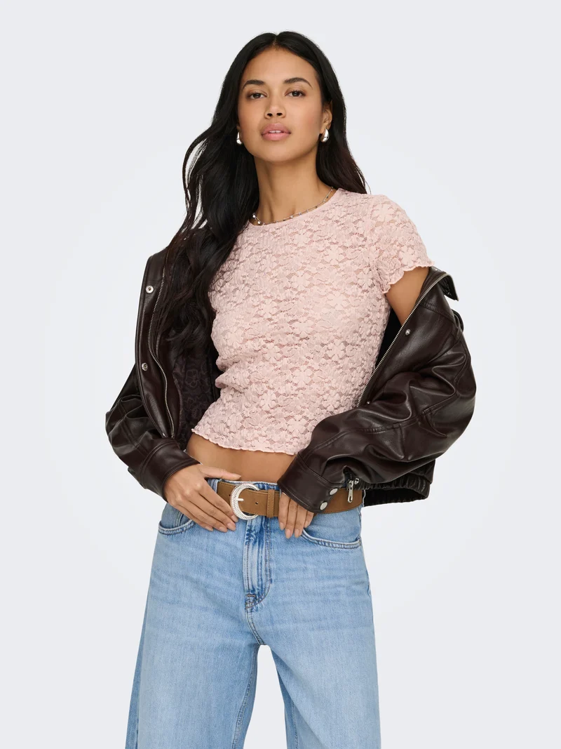 ONLFAITH S/S LACE TOP JRS