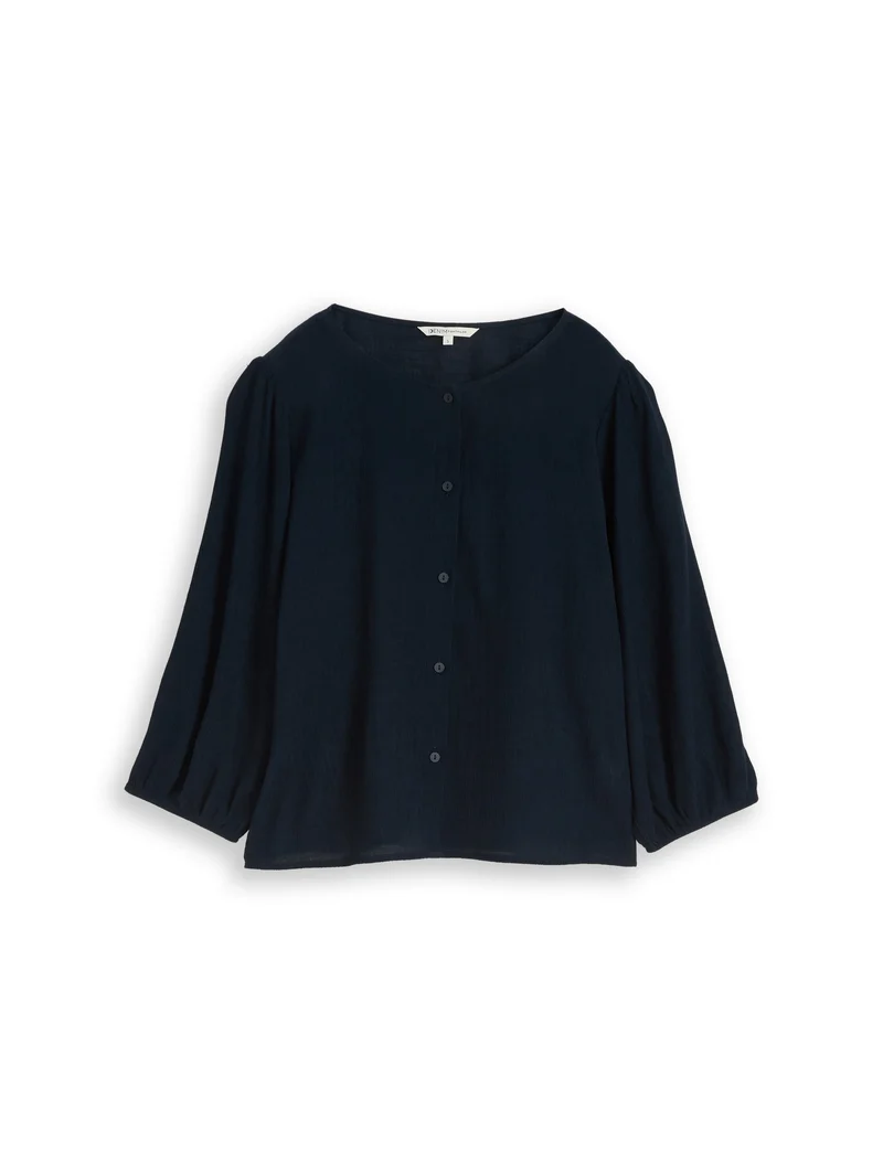 Crinkle Bluse mit Knopfleiste