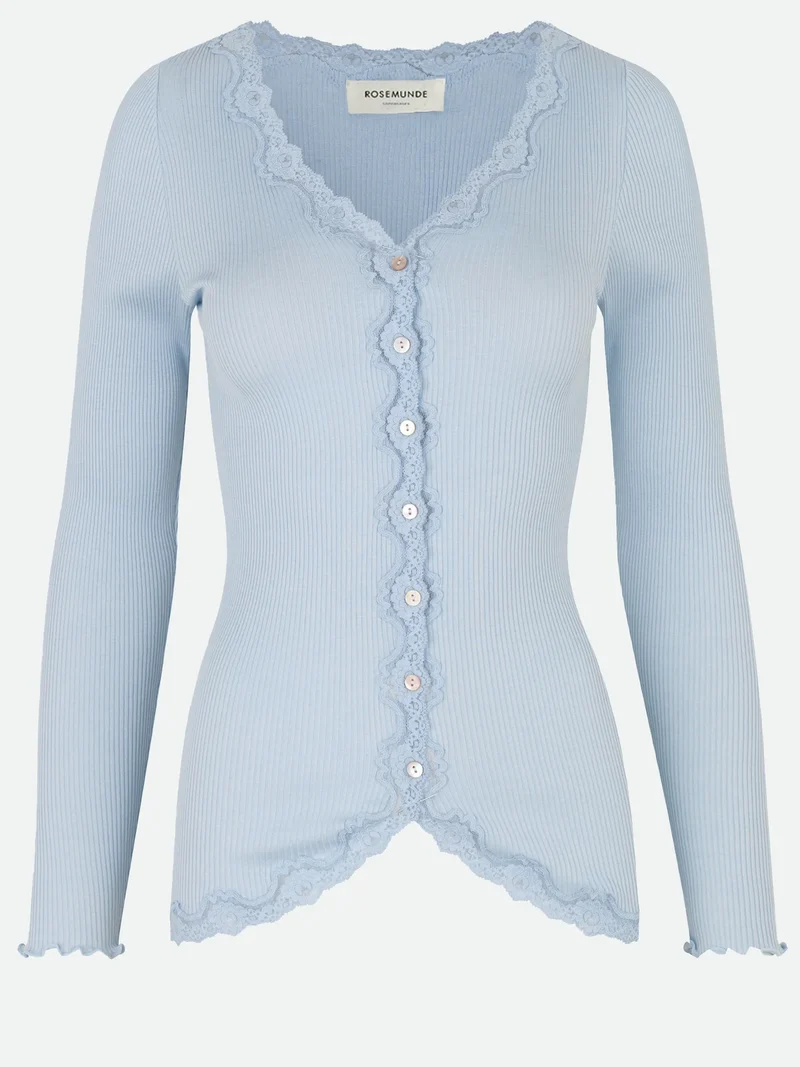 Silk cardigan w/ lace