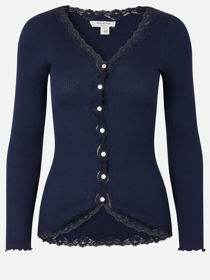 Silk cardigan w/ lace