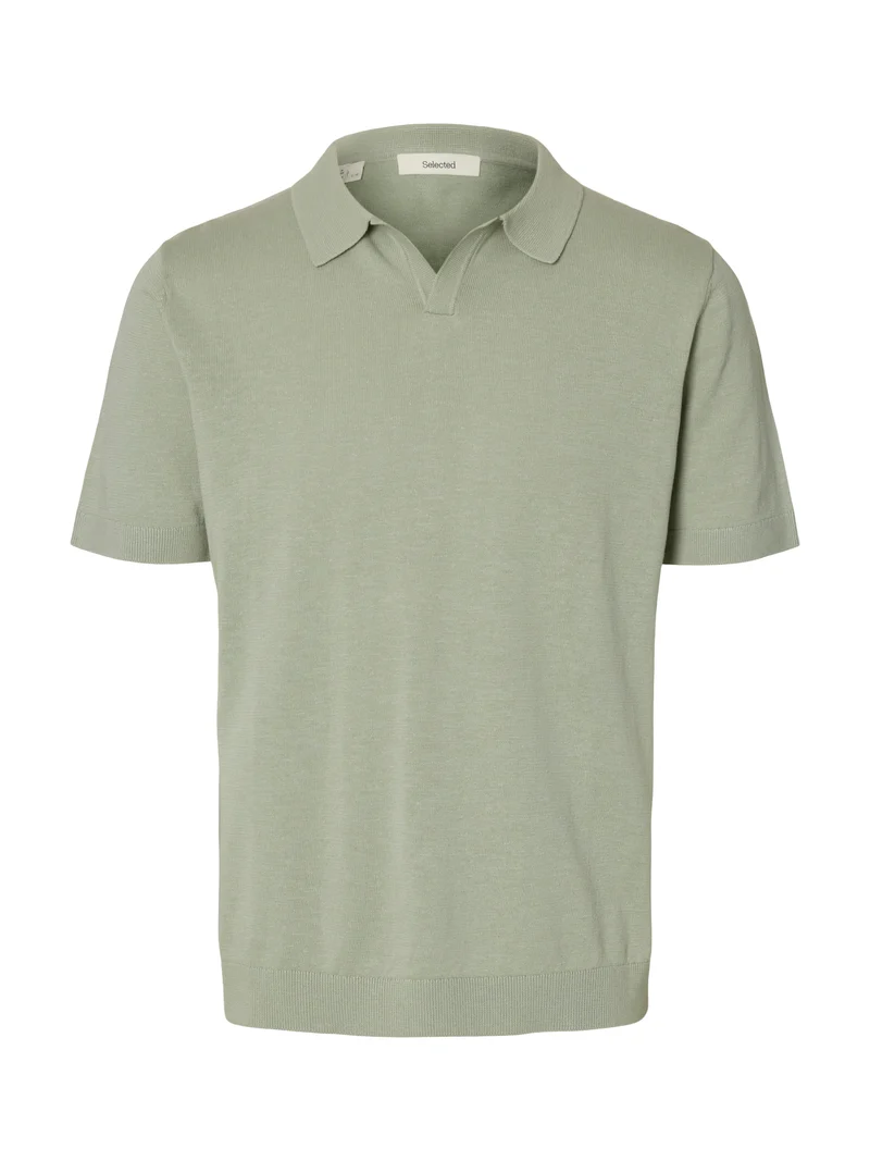SLHMATTIS SS LINEN BLEND OPEN POLO NOOS