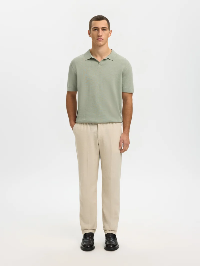 SLHMATTIS SS LINEN BLEND OPEN POLO NOOS