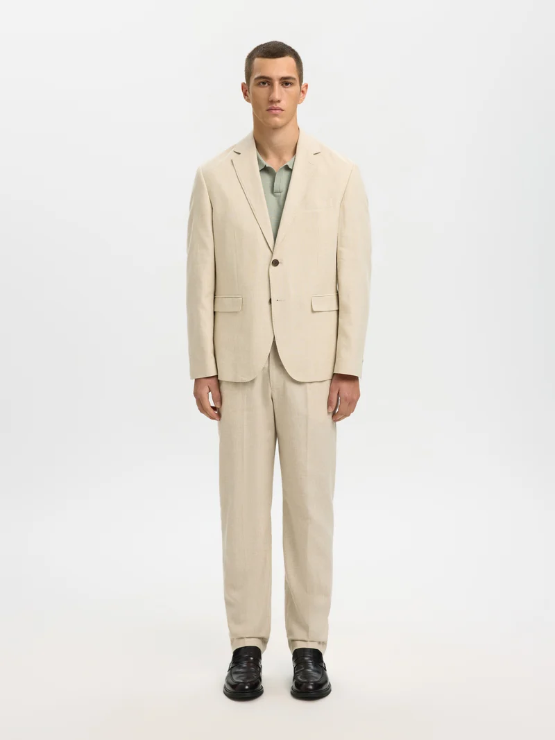 SLHMATTIS SS LINEN BLEND OPEN POLO NOOS