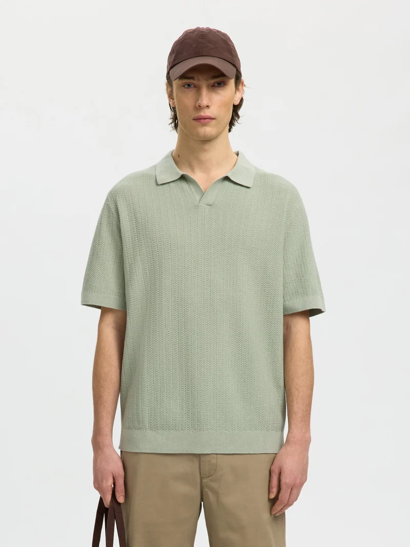 SLHMATTIS SS LINEN BLEND STRUC POLO NOOS