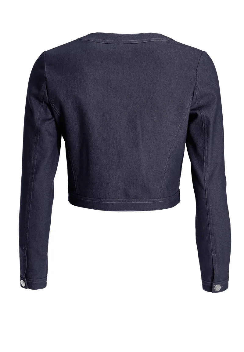 Kurze Jacke aus Stretch Denim mit aufgesetzten Taschen