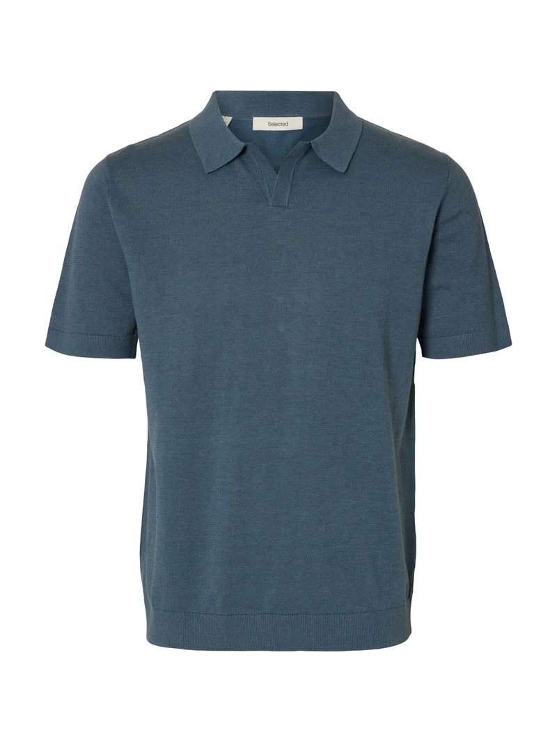 SLHMATTIS SS LINEN BLEND OPEN POLO NOOS