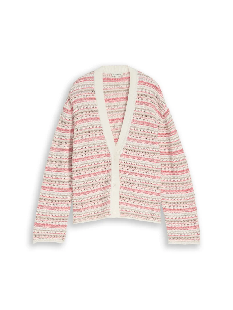 Loose Fit Cardigan mit Streifenmuster