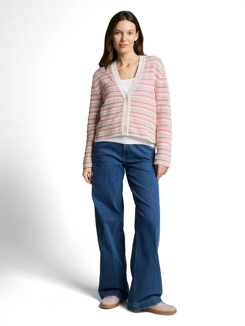 Loose Fit Cardigan mit Streifenmuster