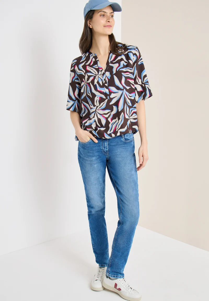 Kurzarm Bluse mit floralem Muster