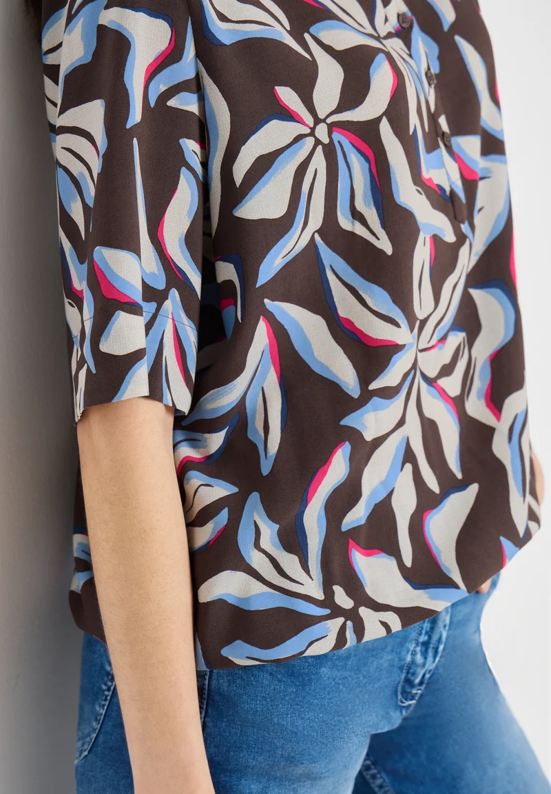 Kurzarm Bluse mit floralem Muster