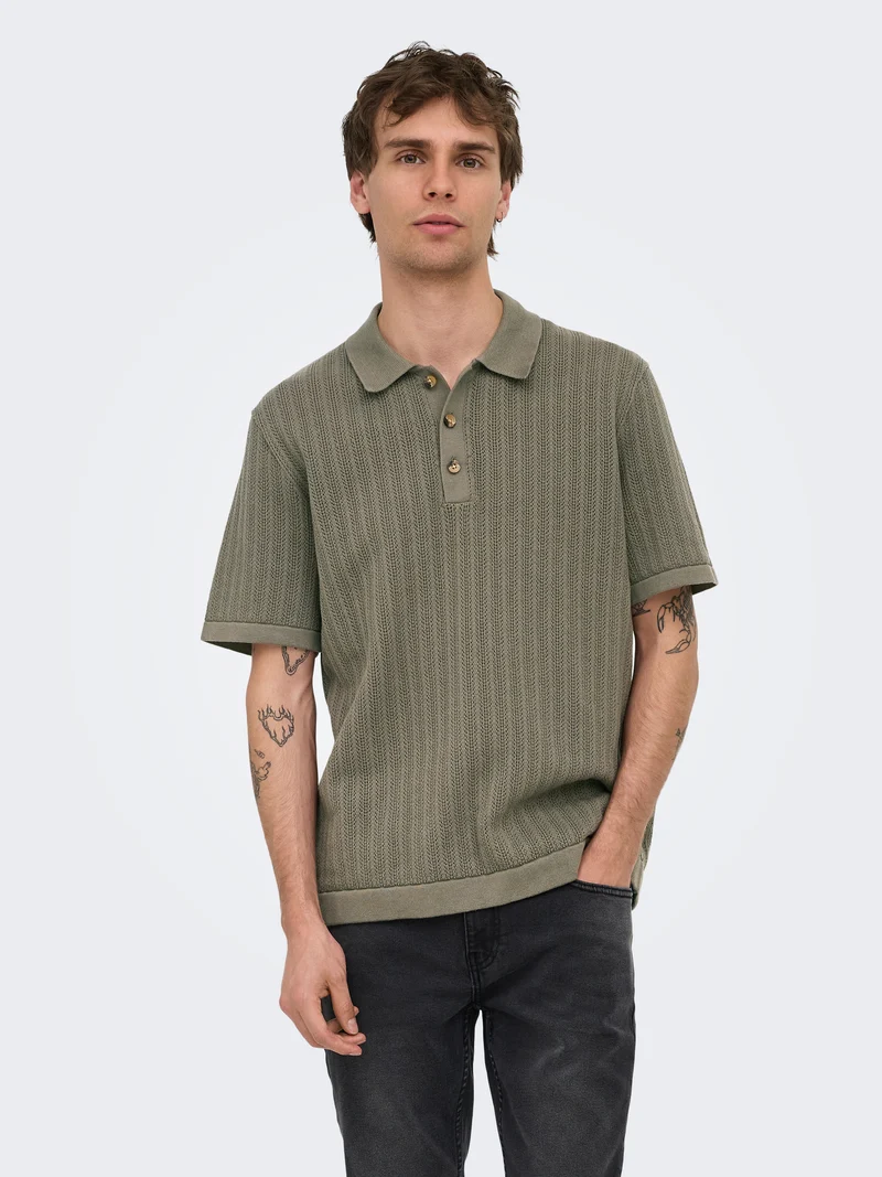 ONSMOON REG 12 SS POLO KNIT NOOS
