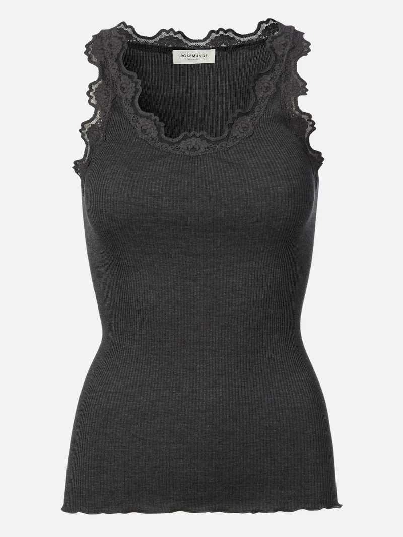 Silk top regular w/vintage lace