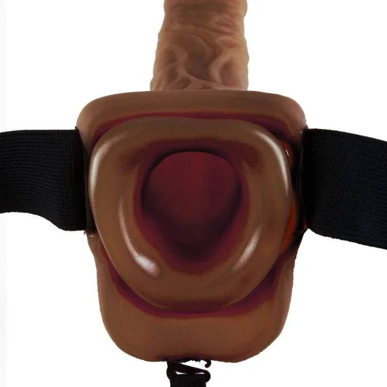 FETISH FANTASY SERIES - 9 HOHL STRAP-ON MIT BÄLLEN 22,9 CM BRAUN