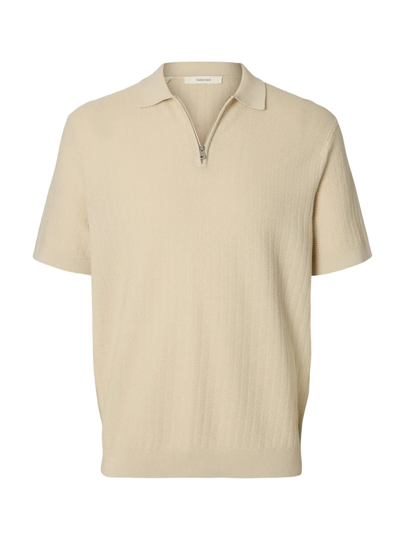 SLMCRAN SS KNIT REG STRUC ZIP POLO NOOS