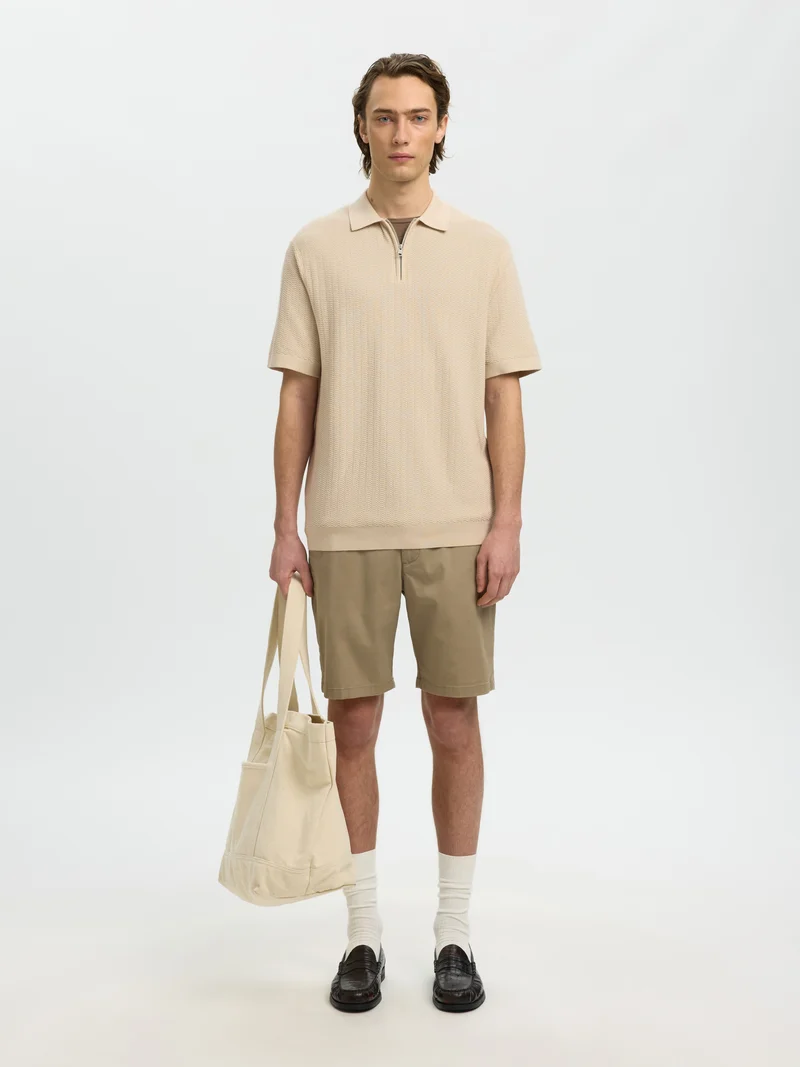 SLMCRAN SS KNIT REG STRUC ZIP POLO NOOS