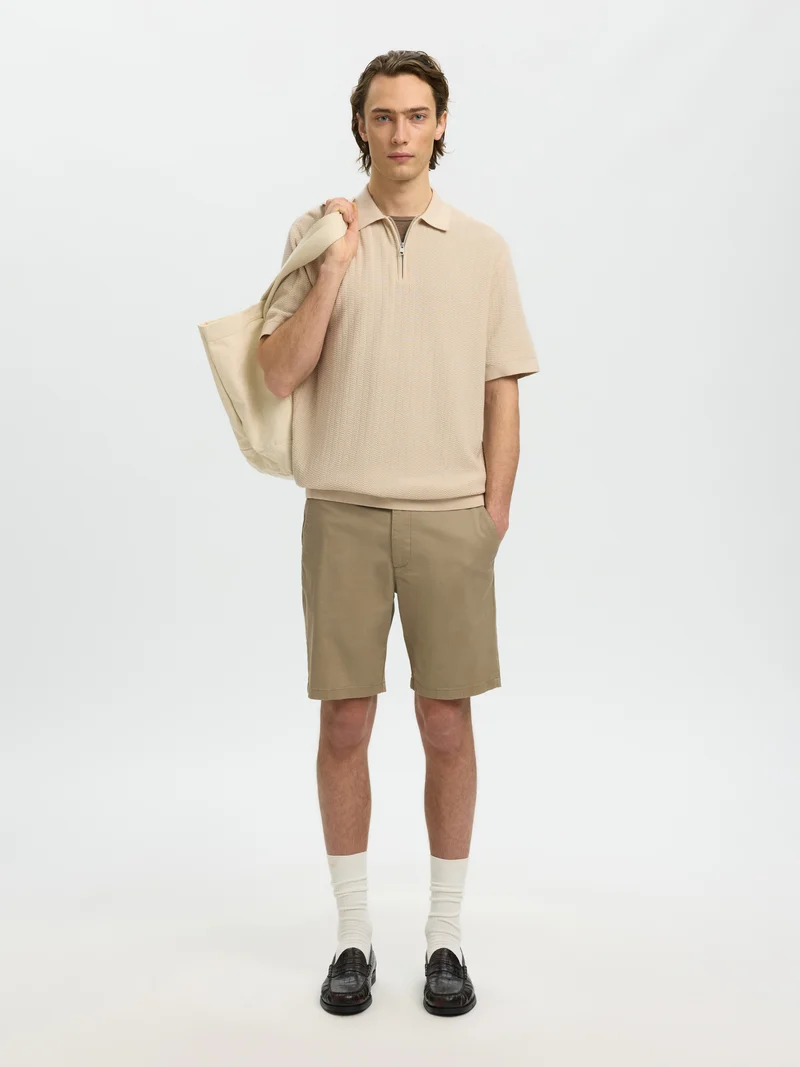 SLMCRAN SS KNIT REG STRUC ZIP POLO NOOS