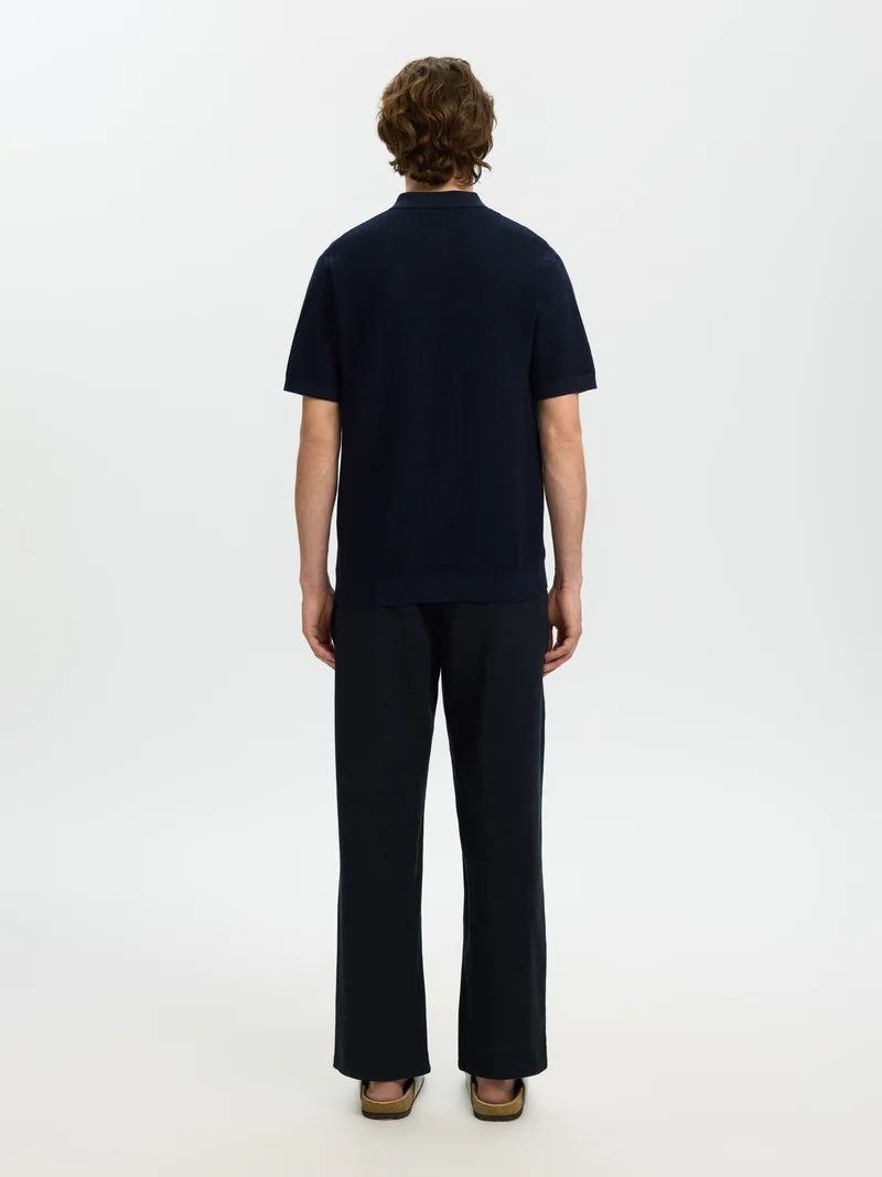 SLMCRAN SS KNIT REG STRUC ZIP POLO NOOS
