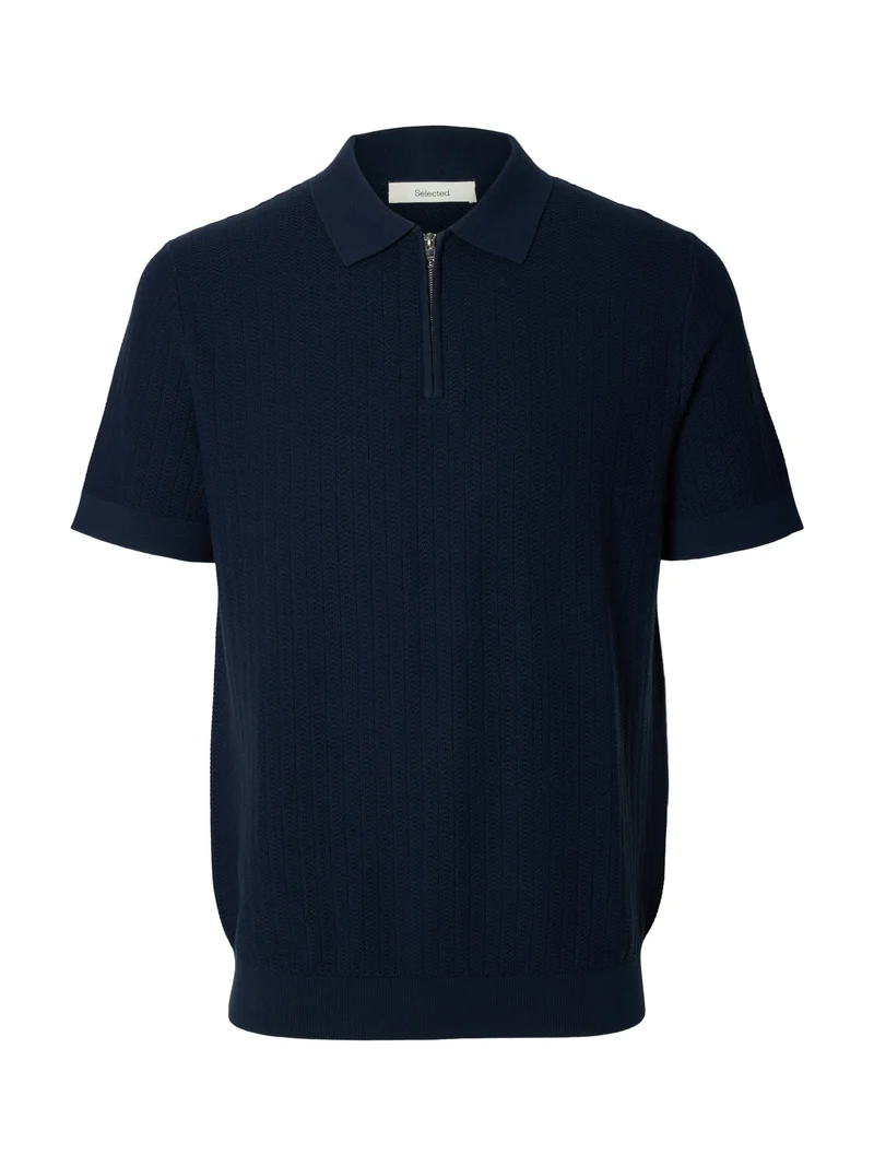 SLMCRAN SS KNIT REG STRUC ZIP POLO NOOS